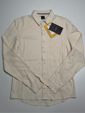 Lole Cream Long Sleeve Button-Down Colin Shirt Mens Small